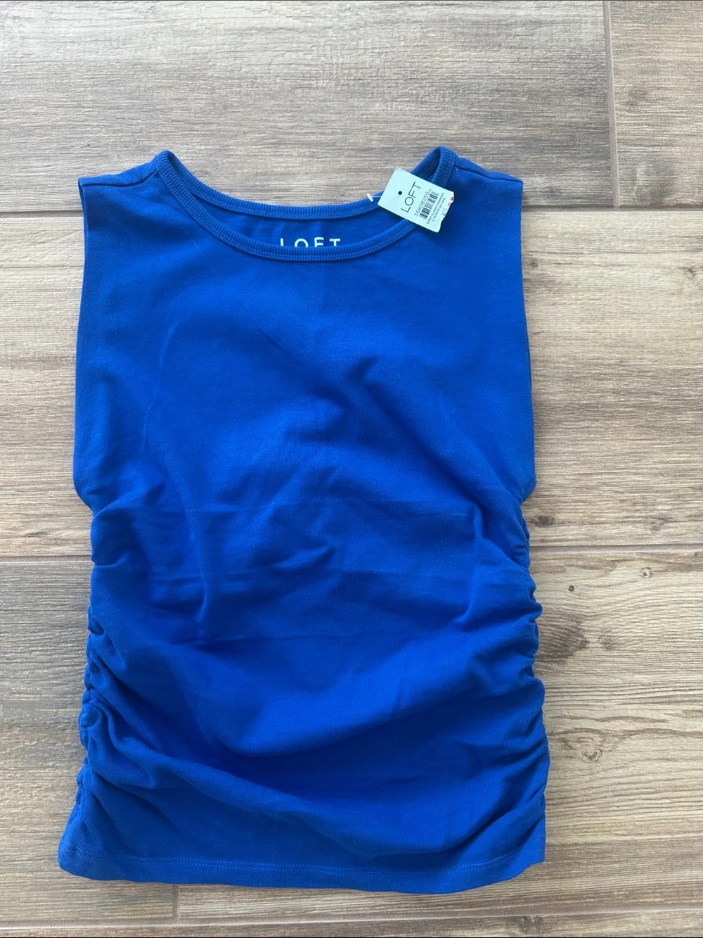NEW LOFT Cobalt Blue Sleeveless Side-Ruched Tank XSP